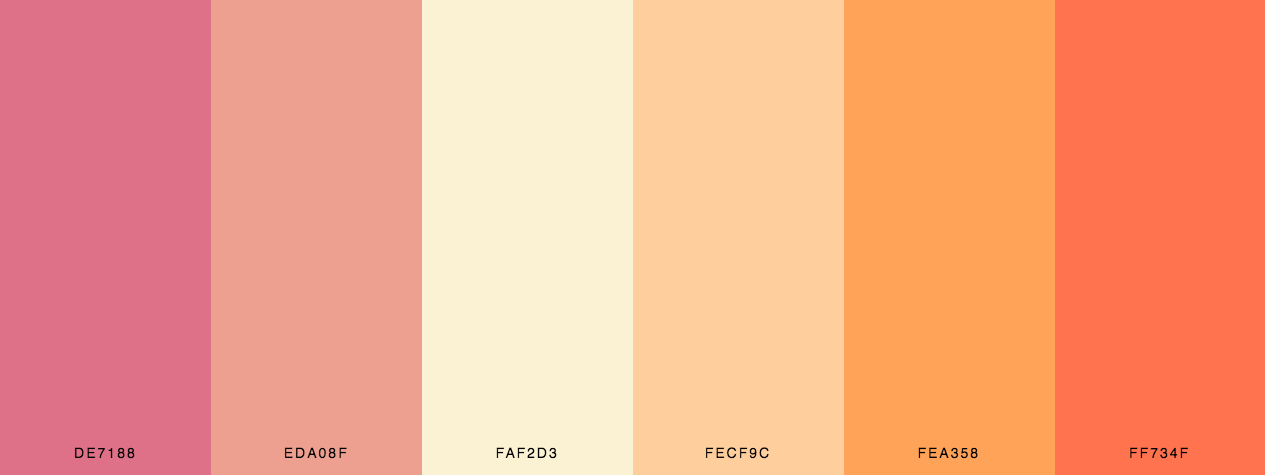 Valentine vibes color palette with red,  cream and orange etc